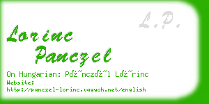 lorinc panczel business card